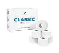 Sportacular Gear 6x Sport Tape Classic blanc 3,8 cm x 10 m | ruban adhésif | Différentes couleurs et quantités | Bande non élastique | Imperméable et douce pour la peau en coton (Blanc)