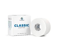 Sportacular Gear Bande de sport classique - 3,8 cm x 10 m - Différentes couleurs et quantités - Ruban adhésif rigide non élastique - Imperméable et doux pour la peau - Coton (1 rouleau, blanc)