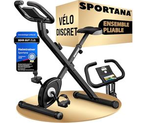 SPORTANA® Eagle 2 Vélo d'appartement d'exercice pliable silencieux 16 niveaux 2 sangles fitness vélo semi-allongé