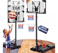 SPORTANA® Panier de Basket Extérieur sur Pied Réglable 135-305 cm - Panneau Résistant aux Intempéries, Anneau Ø45 cm avec Amorti, Socle XL 60 kg avec roulettes, Panier de Basket Enfant & Adulte