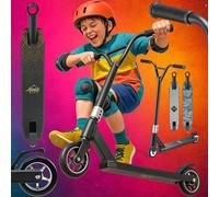 Sportana Trottinette 100mm Roues PU Guidon 360° ABEC 7 Trottinette StuntTrottinette Kickscooter Bande adhésive Enfants Adultes Châssis en Aluminium