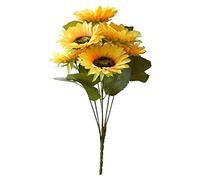 SPORTARC Bouquet de fleurs artificielles à 7 têtes de tournesols artificiels pour décoration de jardin, fête de mariage