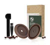 SPORTARC Capsule de café réutilisable avec couvercle rechargeable compatible avec les capsules et pour Vertuoline, bouchons en silicone de qualité alimentaire avec une cuillère et une