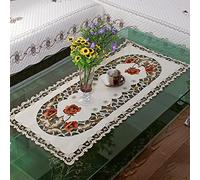 SPORTARC Chemin de table brodé, nappe rectangulaire blanche, napperon brodé de fleurs, décoration intérieure