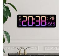 SPORTARC Grande horloge murale numérique de 40,6 cm, affichage LED numérique, réveil, horloge murale multifonctionnelle, affichage de l'heure, de la température, de la date (40,6 cm, rose violet)