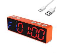 SPORTARC Horloge de sport rechargeable à affichage numérique magnétique pour tabata, boxe, entraînement par intervalle, circuit - Lettre rouge bleue dans un cadre orange