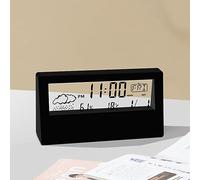 SPORTARC Horloge Thermo-Hygromètre Affichage Météo Réveil Electronique Numérique LED Transparent Grand Ecran Réveil avec Bouton Snooze Noir