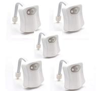 SPORTARC Lot de 5 veilleuses LED pour cuvette de toilette 16 couleurs, lumière LED activée par détecteur de mouvement, lumière de détection de toilettes suspendue, veilleuse intelligente à détection