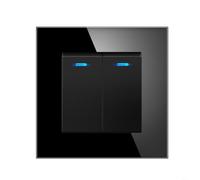 SPORTARC Panneau en verre trempé double interrupteur de commande, interrupteur mural à bascule dissimulé (noir)