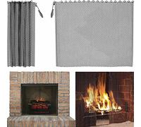 SPORTARC Pare-feu, rideau moustiquaire en maille pour cheminée, pare-étincelles, panneau unique, noir, transparent, deux 61 cm