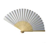 SPORTARC Petit éventail en soie de style chinois, éventail pliable à main, éventail à main en tissu, éventail simple face en soie vierge, cadeau fait à la main (blanc)