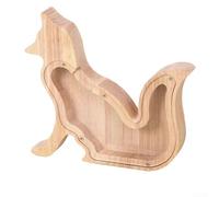 SPORTARC Tirelire en bois avec grain de bois transparent, forme d'animal mignon, parfaite pour économiser (renard)