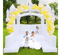 SportBob Château Gonflable Blanc pour Enfants 415×413×315 CM avec Trampoline pour Les Mariages d'arrière Cour intérieurs et extérieurs fêtes d'anniversaire d'enfants