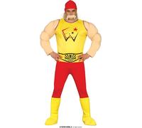 Sportheld Ringer Kampfstar Costume de carnaval aventurier, Taille : 52 - 54 (L) Couleur : Jaune