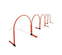 SPORTIKEL24 Hoopers-Slalom à 5 cerceaux - Entraînement d'agilité pour chien - Turnier Hoops selon le nouveau règlement de contrôle - Accessoires de parcours pour chien (Slalom rouge)