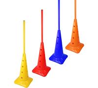 SPORTIKEL24 Lot de 4 pylônes de slalom de 50 cm avec barres de 100 cm - Multicolore - Kit polyvalent de slalom et d'obstacles pour agility, coordination et entraînement de football