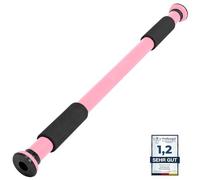 SPORTINATOR® Barre de traction à insérer dans le cadre de porte, pour votre home-gym. Longueur 60-102 cm, compacte, sûre et rapide sans perçage, capacité de charge jusqu’à 150 kg (rose)