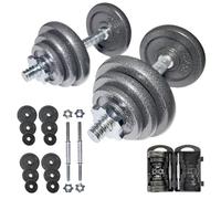 SPORTINATOR Set d'haltères « Machine » avec mallette - Haltères courts ou 2 en 1 (15 à 40 kg) - Fonte et acier - Pour un entraînement efficace de tout le corps à la maison ou en déplacement