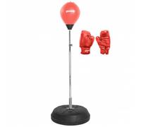 SPORTINATOR Support de boxe pour punching-ball, entraîneur de boxe debout avec poire de boxe et gants de boxe rouge Taille:taille unique