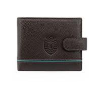 Sporting CP: Portefeuille en cuir véritable avec languette, Marron, 11×9 cm, Contemporain