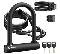 Sportneer Antivol pour vélo, 18 mm, robuste, grande taille avec câble en acier haute sécurité de 1,8 m, support de montage réglable et serrure antivol pour vélos, 15,2 x 10,2 cm