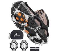 Sportneer Crampons de glace à traction, 28 pointes crampons pour chaussures de neige en acier inoxydable 201, protection sûre pour la marche, le jogging, la pêche, le camp
