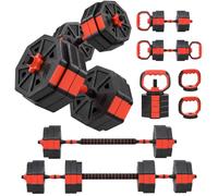 SPORTNOW 20/25/30 kg Ensemble d'Haltères Musculation 6 en 1 Bleu et Noir | Haltères Réglables Antidérapantes, Kettlebell Réglable, Barre de Musculation, Support pour Pompes, Fitness à Domicile