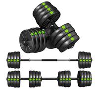 SPORTNOW 20/25/30 KG Haltères 2 en 1 Réglables Libres Noir et Vert | Poignées Antidérapantes, Barres Incluses, Entraînement Musculaire & Haltérophilie