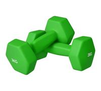 SPORTNOW 2x3kg Haltères hexagonales antidérapantes Vert