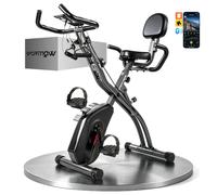 SPORTNOW 3-1 Vélo d'Appartement Pliable et Silencieux, Connecté Kinomap Bluetooth et Zwift - Vélo de Fitness, Résistance Magnétique 8 Niveaux, Bande de Résistance pour Entraînement à Domicile, Noir