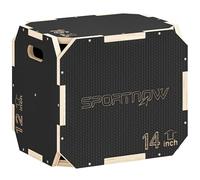 SPORTNOW 3 in 1 Wooden Plyo Box, Boîte à Sauts Plyométrique antidérapante avec ouvertures pour les poignées pour l'exercice à la maison et en plein air, 31 x 36 x 41 cm
