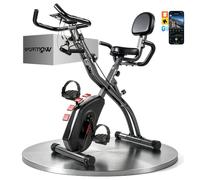 SPORTNOW 4-1 Vélo d'Appartement Pliable et Silencieux 8 Niveaux | Connecté Kinomap Bluetooth et Zwift, Vélo de Fitness, Résistance Magnétique, Bande de Résistance, Entraînement à Domicile