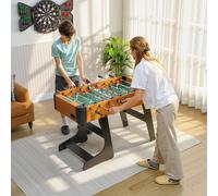 SPORTNOW Baby-foot pliable en bois table de babyfoot pliable sur pied avec 2 balles 22 joueurs, 118 x 107,5 x 78 cm, marron