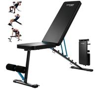 SPORTNOW Banc de muscu réglable pliable extension jambes 7 niveaux Vert | Banc entrainement, dossier, rembourrage réglable, banc incliné multi, charge 300 kg, entraineur dos, pour gym maison.