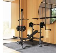 SPORTNOW Banc de Musculation avec Support de Barre Ajustable Extension de Jambes Pupitre à Biceps et Papillon pour Gym
