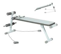 SPORTNOW Banc de Musculation Banc Plat Réglable Siège 3 Niveaux Bleu Blanc