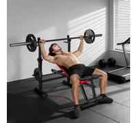 SPORTNOW Banc de musculation complet multifonction avec dossier réglable, repose-jambes et support de poids 147x109x122cm noir