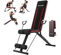 SPORTNOW Banc de Musculation Réglable Pliable Bandes de Résistance Noir | Bandes de Résistance, Développé Couché Inclinable Déclinable, 7 Positions de Dossier, Extension Jambes, Entraînement Complet