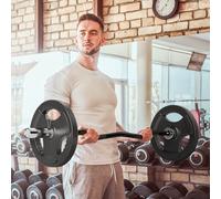 SPORTNOW Barre de Poids en Acier 120 cm Barre Curl EZ avec 2 Pinces Charge 100 kg pour les Disques de Ø5 cm Noir et Argent