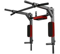 SPORTNOW Barre de Traction Murale 2-en-1, Station à Dips 200 kg Rouge