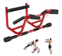 SPORTNOW Barre de traction murale multifonctionnelle avec poignées antidérapantes Charge 150 kg pour exercice et entraînement à la maison Gym Rouge et noir