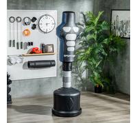 SPORTNOW Boxdummy, autonome, réglable en hauteur, base lourde, cuir synthétique, noir+gris+bleu, 55 x 55 x 178-207 cm