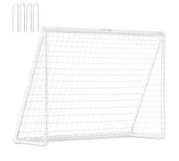 SPORTNOW But de Football 2,4 x 1,8 m avec Filet, Cage de Foot Portable pour Le Jardin ou Le Parc, But d'entraînement, poteaux en PVC et piquets de Sol, Installation Rapide, Blanc