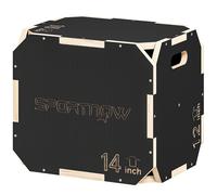 SPORTNOW Caisse pliométrique en bois 3 en 1 avec 3 hauteurs différentes Poignées sans arêtes Entraînement de saut 41x36x31 cm Noir