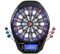 SPORTNOW Cible de Fléchettes Électronique, Jeu de Fléchettes Électronique Lumineuse avec écran LED surdimensionné Rechargeable, 6 projectiles, 24 Pointes, 34 Jeux, 2235 Variantes, pour 8 Joueurs