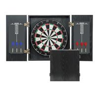SPORTNOW Cible de Fléchettes en Sisal avec Cabinet Protection Murale Noir | 6 Fléchettes Pointe Acier, 2 Tableaux de Score, pour Adulte