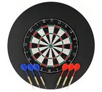 SPORTNOW Cible de Fléchettes en Sisal Professionnelle avec Anneau de Protection EVA, Jeu de Fléchettes avec 6 Fléchettes Pointe en Acier et Kit de Fixation, Jeu Intérieur Mural pour Adultes, Noir