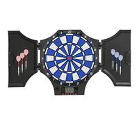 SPORTNOW Cible Jeu de fléchettes électronique 2 Portes refermables avec 31 Jeux et 285 Variations, Affichage LCD Haut-Parleur, jusqu'à 8 Joueurs, Noir