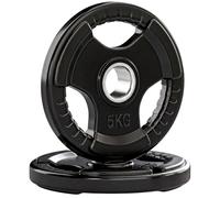 SPORTNOW Disques de Poids 2 x 5 kg à Trois Poignées Trous de Ø 50 mm Noir