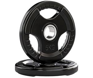 SPORTNOW Disques de Poids en Fonte, 3 Poignées avec Trous de Ø 50 mm Noir | Plaques de Poids 2 x 5 kg, Couverture en Caoutchouc, Ensemble Plaques d'Haltères, Musculation, Fitness, Gym, Noir